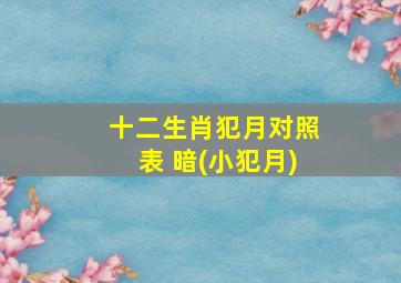 十二生肖犯月对照表 暗(小犯月)